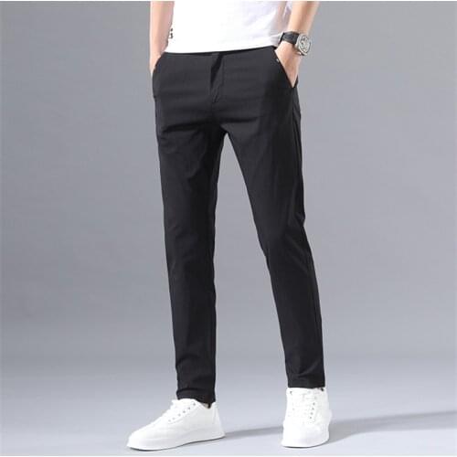 Smart Casual Pants Men Classic Cotton Straight Business Formal Mens Summer Trousers Stretch Pant Clothing Male Pantalon Hombre