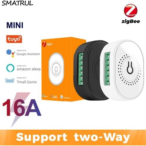 16A Tuya ZigBee 3.0 Mini Smart Switch Supports 2 Way Control Smart Home Automation Module With Alexa Google Home Smart Life