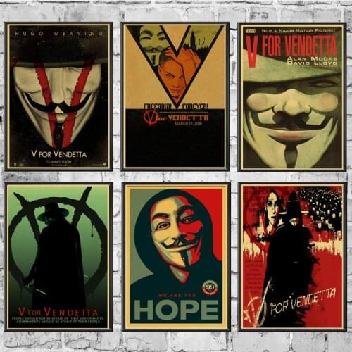 Vintage Classic Movie V for Vendetta Poster Wall Stickers Poster Prints High Quality For Bar And Home Decor