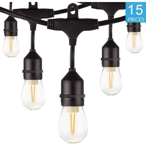 Waterproof 15M 15 LED Bulbs String Lights Indoor Outdoor Commercial Grade E26 E27 Street Garden Backyard Holiday String Lighting