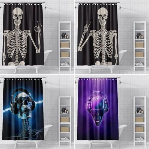 3D Skull Print Shower Curtain Skeleton Bathroom Washroom Decor Bathtub Cover-curtains Waterproof Bathroom Curtains