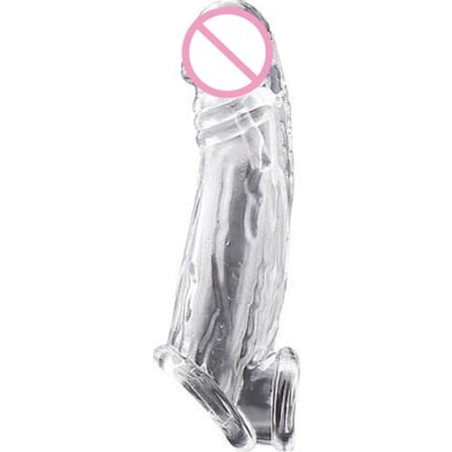 Highly Elastic Crystal Condom Reusable Penis Extender Sleeve Delay Ejaculation Penis Enlargement Intimate Goods Sex Toys For Men
