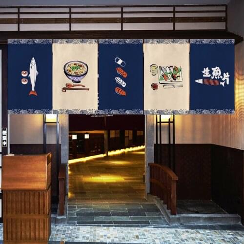 Japanese Kitchen Short Curtain Sushi Restaurant Ramen Shop Door Decoration Hanging Curtain Flag Curtain Partition Curtain