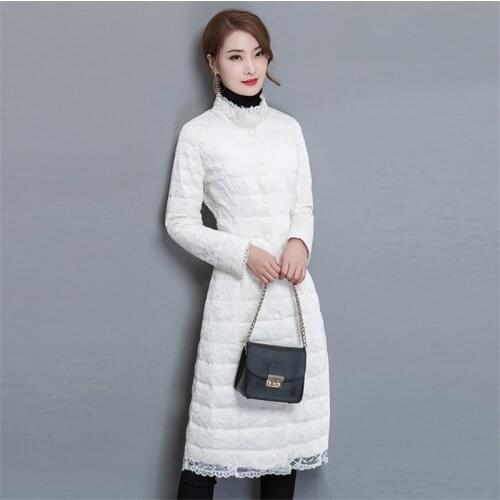 Womens 2020 Fashion Autumn Winter Parka Women Cotton Patchwork Lace Coat Slim Grey Female Jacket Abrigos Mujer WXF591