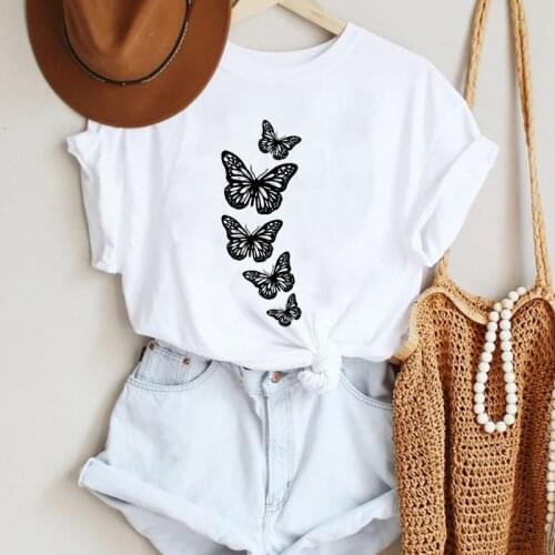 Women Cartoon Butterfly 90s Cute Lovely Sexy Style Fashion Summer Lady Print Tee Graphic T Top Female Tshirts Clothes T-Shirt