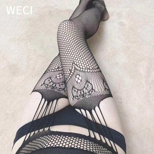 Women Fishnet Tights Mesh Garter Stockings For Sex Polar On Full Leg Crotchless Pantyhose Open To The Horse Long Knee Socks Girl