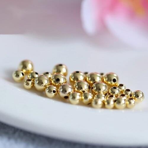 ZHIXI jewelry 18K gold round beads loose beads diy Bracelet necklace ring transfer beads small accessories