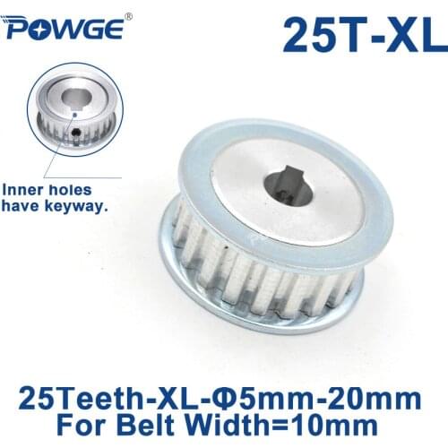 POWGE 25 Teeth XL Timing pulley keyway Bore 8/10/14/15/16/17/18/19/20mm for width 10mm XL Synchronous Belt gear 25teeth 25T