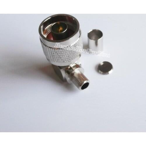 1Pcs N Male Crimp 90 Degree For RG5 RG6 5D-FB LMR300 Cable Right Angle RF Connector Brass