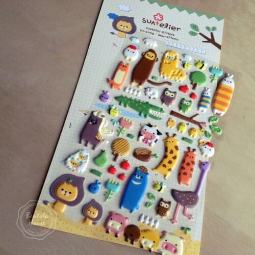 Cartoon Foods Cat 3D Stickers Scrapbooking Material Cake Duck Design DIY Embellishment For Card Making Junk Journal Decoration