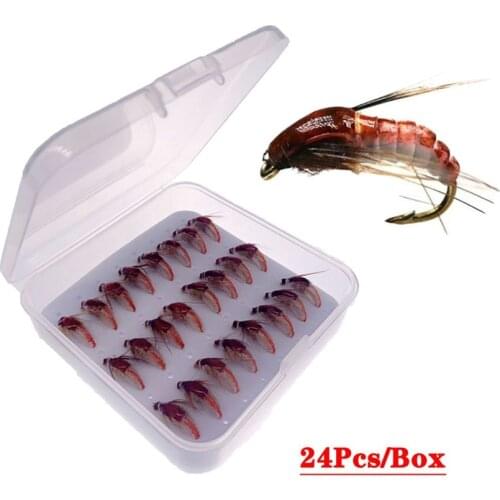 6/12/24Pcs/Box 10# Fast Sinking Nymph Scud Fly Bug Worm Trout Fishing Flies Artificial Insect Fishing Bait Lure