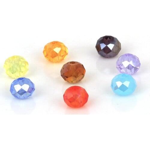 98pcs 6mm Multi Color Rondelle Austria Crystal Beads Faceted Glass Beads Loose Spacer Beads For Jewelry Making DIY Bracelet