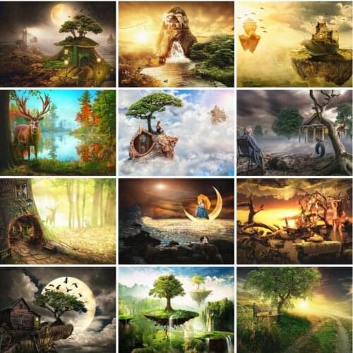 AZQSD Full Drill Diamond Painting Tree Scenic Diamond Embroidery Forest Picture Of Rhinestones Mosaic Decoration Handmade Gift