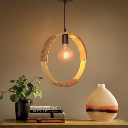 American Pendant Lights garden retro hemp rope bamboo lantern originality personality bar coffee shop dining room lamps LU71592