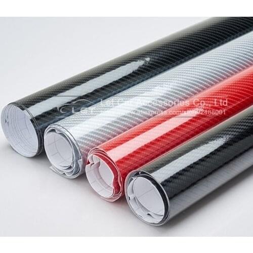 Car Styling high glossy 5D black red silver carbon fiber vinyl film carbon fiber car wrap sheet Roll film tool Car sticker Decal