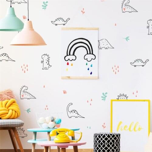 BalleenShiny Cartoon Dinosaur DIY Wall Sticker Children Room Decal Self-adhesive Household Refrigerator Cabinet Decoration