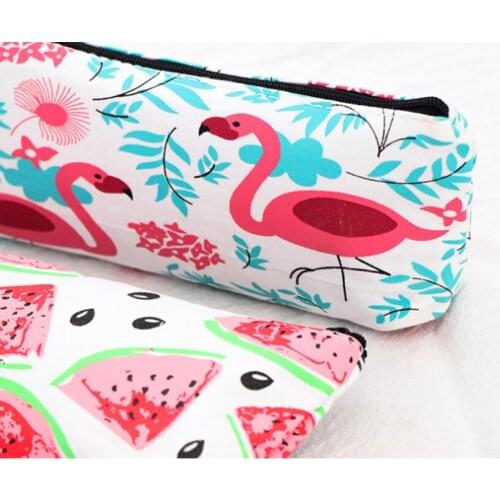 1pcs Korean canvas simple flamingo pineapple watermelon pencil case Pencil Cas Gift School Pencil Box School Supplies Stationery
