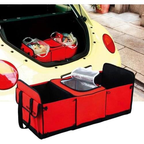 CHIZIYO Portable Foldable Multi Compartment Fabric Car Truck Storage Basket Trunk Organizer And Cooler Set Car Trunk Organizer