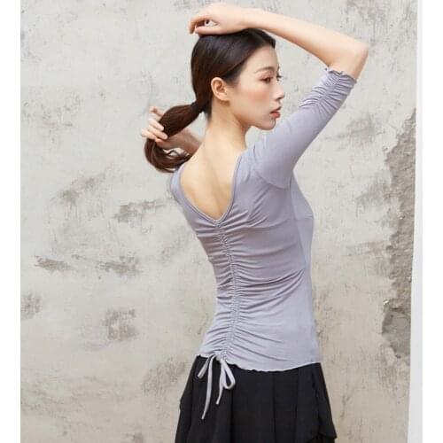 Dance Practice Clothes Top for Women Female Chinese Latin Dance Body Training Slim Clothing Modal Yoga Long Sleeve Dance Wear