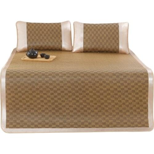 Summer Rattan Mat Three-Piece Summer Mat Student Dormitory Single Foldable Summer Air-Conditioning Soft Mat Home Viscose Fiber