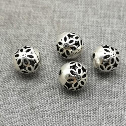 3 Pieces 925 Sterling Silver Daisy Flower Round Beads for Bracelet Necklace