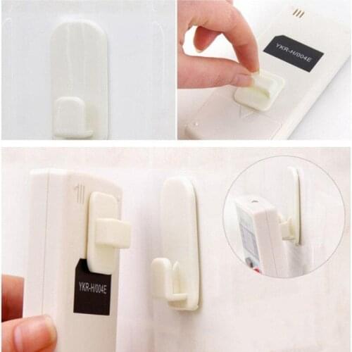Plastic Hooks 2 pairs(4pcs) Sticky Hook Set TV Air Conditioner Remote Control Key Practical Wall Storage Holder Strong Hanger