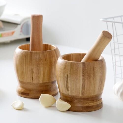 Kitchen Tamper Garlic Pot Tamper Acetabular Household Tools Press Garlic Mace Bamboo Garlic Pounder Kitchen Tools