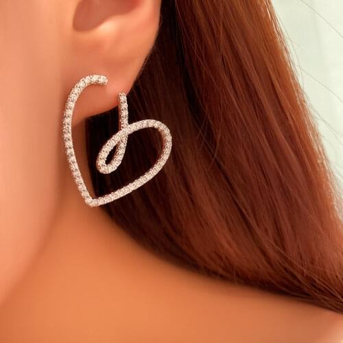Hot Sale Earrings Silver Needle Female Ear Hollow Heart-shaped Exaggerated Big Fashion Hoop Earrings Trendy Party Jewelry