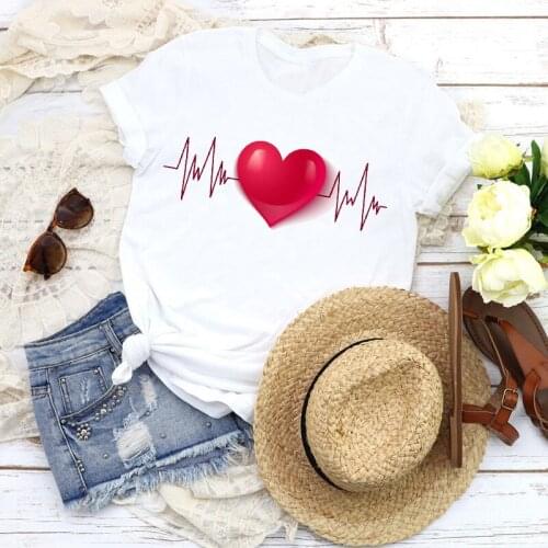 Fashion Women T-shirts Graphic Baseball Basketball Heartbeat Tops Femme Tshirt Harajuku Summer O-neck Casual Tee Ladies Clothing