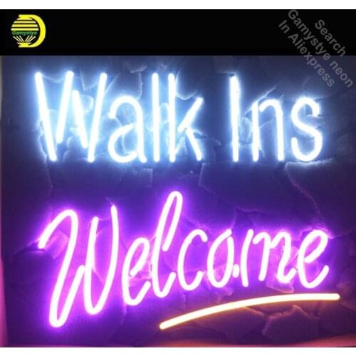 NEON SIGN For Walk ins Welcome REAL GLASS Tube Store Handcraft Art Game Room Light Signs advertise lamp personalized neon