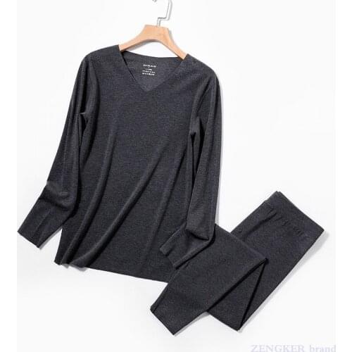 The new de velvet warm mens thermal underwear de velvet suit self-heating 160 kg plus fertilizer plus size 7xl leisure