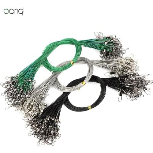 DONQL 60Pcs Anti Bite Steel Fishing Line Wire Leader Stainless Steel 12CM - 30CM Fishing Accessory Swivel Connector Fishing Line