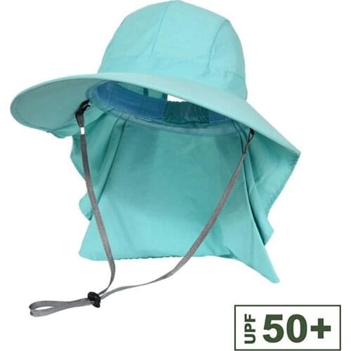 Outdoor Flap Cap Wide Brim Sunshade Foldable Mesh Sweatband Neck Cover Bucket Hat Sportswear Accessories