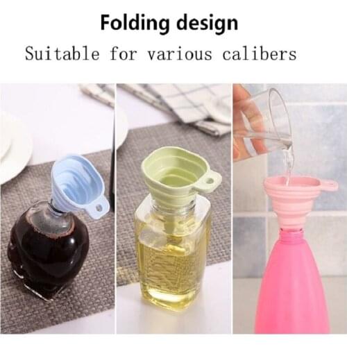 Kitchen Tools High Quality Food Grade Silicone Gel Folding Funnel Folding Telescopic Long Neck Funnel Liquid Filling