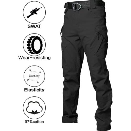 PAVEHAWK IX9 Casual Cargo Pants Men Military Tactical Army Trekking Hiking Work Elastic Joggers Sweatpants Women Black Trousers