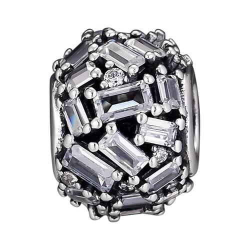 Chiselled Elegance Charm Clear CZ Authentic 925 Silver Jewelry Fits Beads Bracelets & Necklaces DIY Fashion Female Jewelry Charm