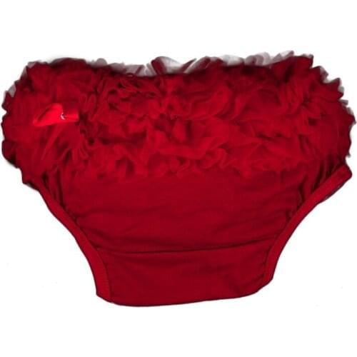 Baby Girl Ruffle Panties Bloomers Diaper Cover S (Red)