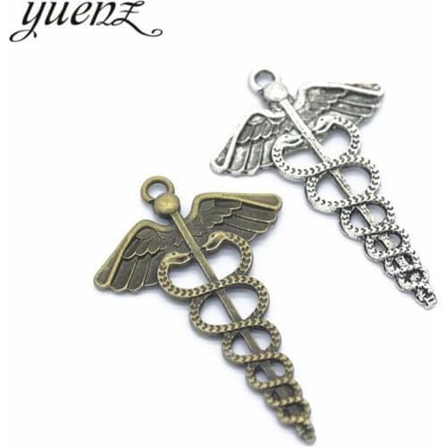 YuenZ 4 pcs 2 color Antique Silver Plated alloy Wing snake Charms Pendants for Jewelry Making DIY Handmade Craft 50*30mm D9128