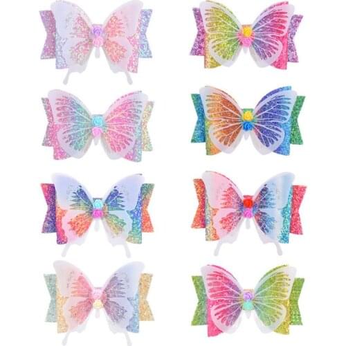 8pcs Glitter Hair Bows Clips For Kids Girls Butterfly Hair Pin Accessoires Sparkly Bows Clips