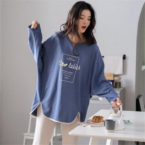 Ladies Homewear New 2020 Fall/Winter Long Sleeve Pants Set Pajamas Loose Cotton Plus Fat Elegant Nightgown pijamas women robe