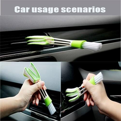 1pcs Car Air Conditioning Vent Brush For Car Keyboard Dust Blinds Car Care Cleaner Brush Two Heads Cleaning Tool Car Accessories