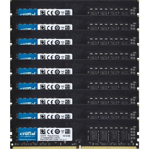 Cruclal 10PCS DDR4 Desktop Memory 8GB PC4-19200 ddr4 ram DIMM 2400MHz RAM 1.2V 288 Pin NON ECC DDR4 ram memória ram ddr4