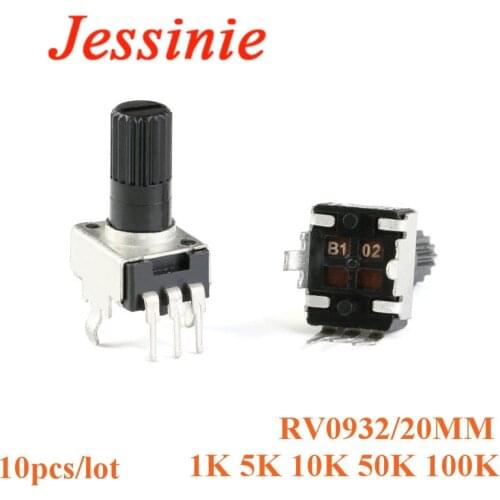 10pcs Rv09 Vertical 20mm Shaft 1k 5k 10k 50k 100k 0932 Adjustable Resistor 3pin Seal Potentiometer 102 502 103 503 104