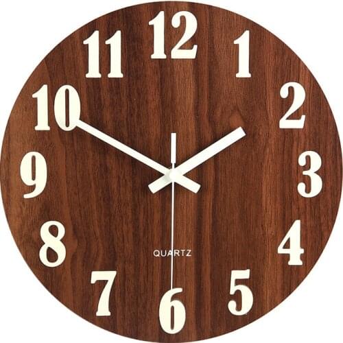 12 Inch Luminous Wall Clock Wood Silent light in dark night Nordic Fashion Wall Clock Non Ticking Clock With Night Light