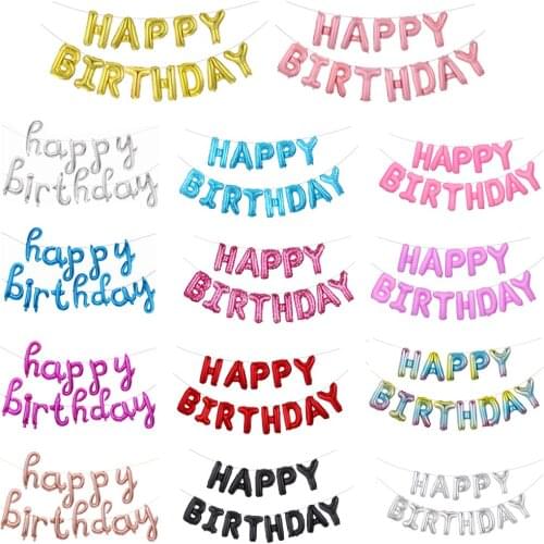 13pcs/set Happy Birthday Letter Foil Balloons Banner Baby Shower Birthday Party Decortion Air Globos Kids Helium Party Supplies