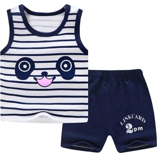 2Pcs/Set Children Cotton Clothing Cute Baby Boy Girl Clothes Kids Vest Pants Infant Cartoon Fashion Clothes Tracksuits