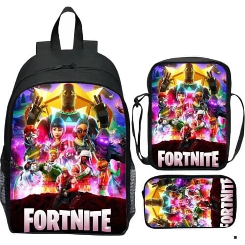 3Pcs/Sets FORNITE Backpacks For Boys Girls Anime Games Book Bags Sets Laptop Backpacks School Gifts Birthday Gift