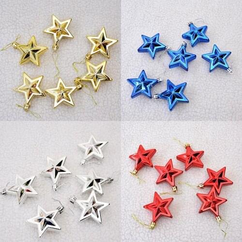 6PCS/Set DIY Christmas Tree Decoration Star Pendant Ornaments Xmas Gifts Tree Hanging Decoration Home Decoration