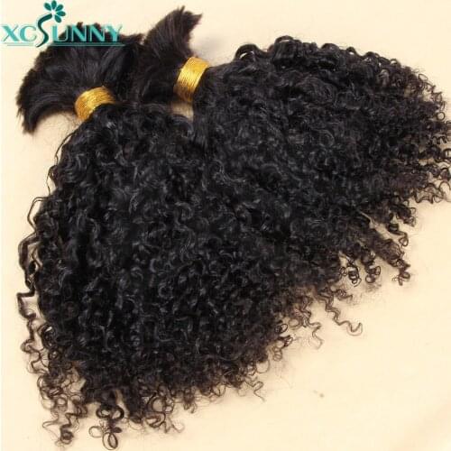 Afro Kinky Curly Bulk Hair Human Hair For Braids No Weft Remy Brazilian Human Braiding Hair Bulk Extensions Bundles xcsunny