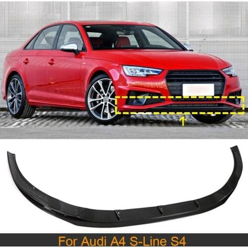 Car Front Bumper Lip Spoiler Splitters for Audi A4 S-Line S4 2019 2020 Front Bumper Lip Spoiler Splitters Guard Carbon Fiber